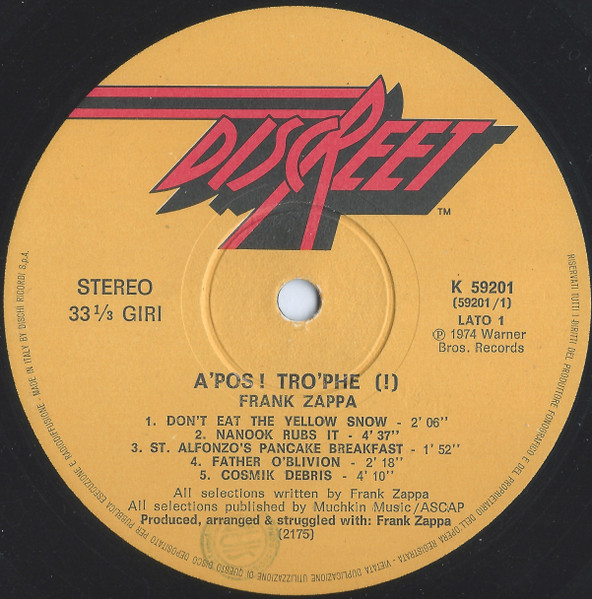 Frank Zappa - Apostrophe (') | Discreet (K 59201) - 3