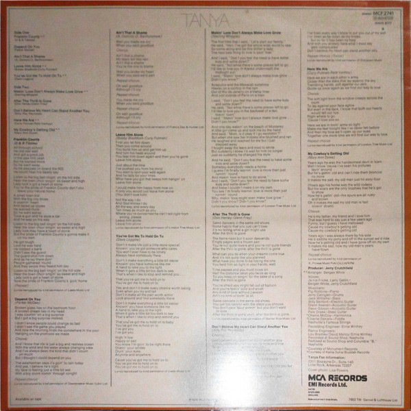 Tanya Tucker - Lovin' And Learnin' | MCA Records (MCF 2741) - 2 Tanya Tucker - Lovin' And Learnin' | MCA Records (MCF 2741) - 2