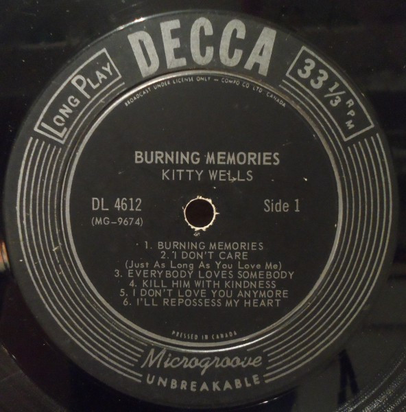 Kitty Wells - Burning Memories | Decca (DL 4612) - 3 Kitty Wells - Burning Memories | Decca (DL 4612) - 3