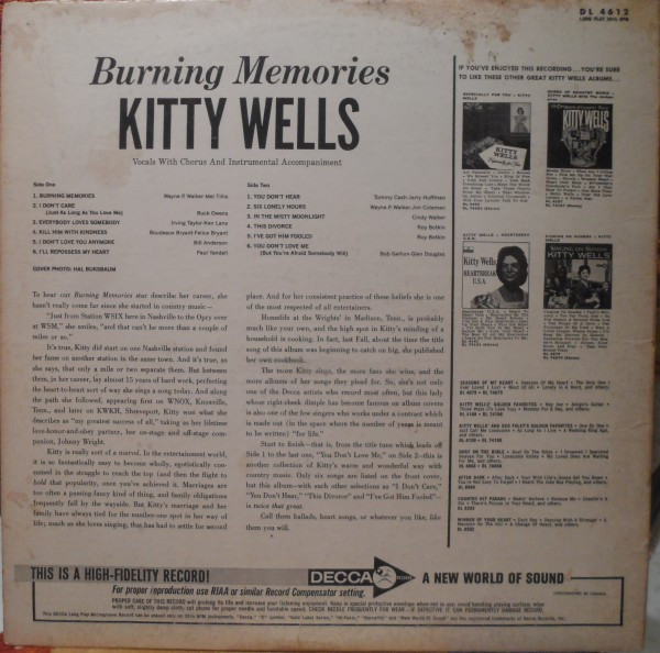Kitty Wells - Burning Memories | Decca (DL 4612) - 2 Kitty Wells - Burning Memories | Decca (DL 4612) - 2