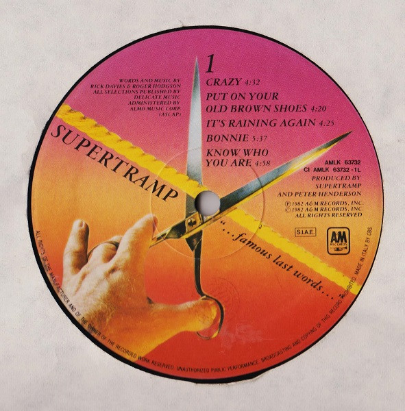 Supertramp - "...Famous Last Words..." | A&M Records (AMLK 63732) - 2 Supertramp - "...Famous Last Words..." | A&M Records (AMLK 63732) - 2
