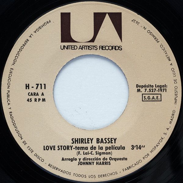 Shirley Bassey - Love Story / Por Su Amor | United Artists Records (H 711) - 3
