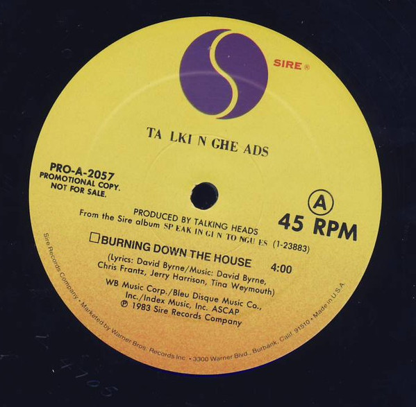 Talking Heads - Burning Down The House / Pull Up The Roots / Slippery People (Cassette Version) | Sire (PRO-A-2057) - 2