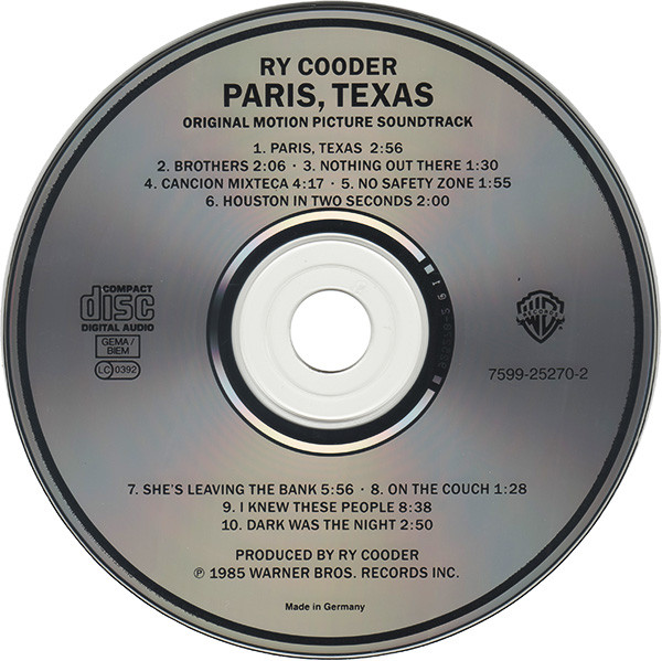 Ry Cooder - Paris, Texas - Original Motion Picture Soundtrack | Warner Bros. Records (7599-25270-2) - 3 Ry Cooder - Paris, Texas - Original Motion Picture Soundtrack | Warner Bros. Records (7599-25270-2) - 3
