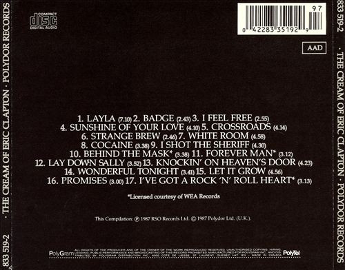 Eric Clapton - The Cream Of Clapton | Polydor (521 881-2) - 2