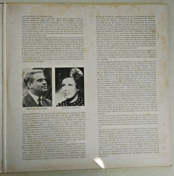 Johannes Brahms / Gundula Janowitz , Eberhard Wächter , Wiener Singverein , Berliner Philharmoniker , Herbert von Karajan - Un Requiem  Allemand / Variation Sur Un Theme De Haydn | Deutsche Grammophon (2726 078) - 3