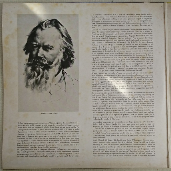 Johannes Brahms / Gundula Janowitz , Eberhard Wächter , Wiener Singverein , Berliner Philharmoniker , Herbert von Karajan - Un Requiem  Allemand / Variation Sur Un Theme De Haydn | Deutsche Grammophon (2726 078) - 2