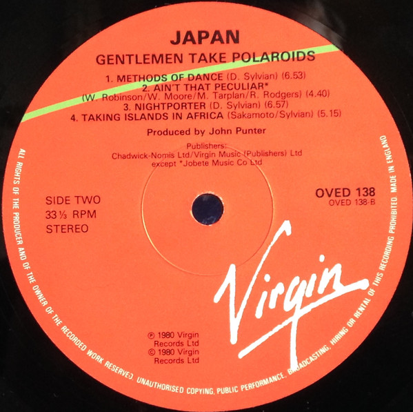 Japan - Gentlemen Take Polaroids | Virgin (OVED 138) - 4