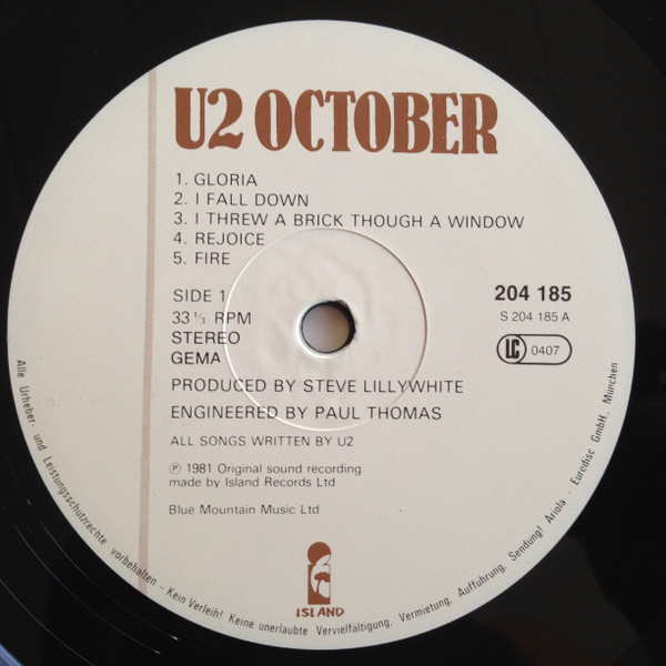 U2 - October | Island Records (204 185) - main