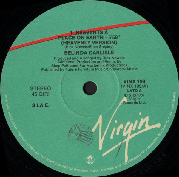 Belinda Carlisle - Heaven Is A Place On Earth | Virgin (VINX 199) - 3