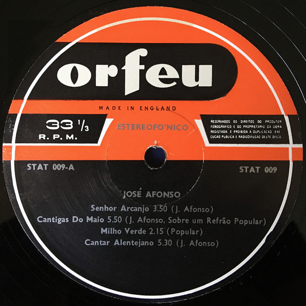 José Afonso - Cantigas Do Maio | Orfeu (STAT 009) - 4
