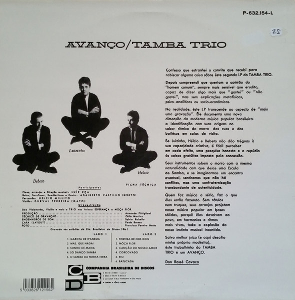 Tamba Trio - Avanço | Philips (P-632.154-L) - 2