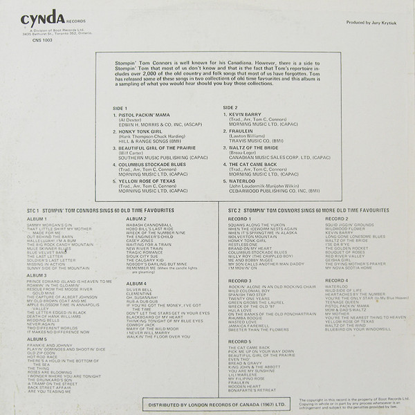 Stompin' Tom Connors - Pistol Packin' Mama | Cynda Records (CNS 1003) - 2
