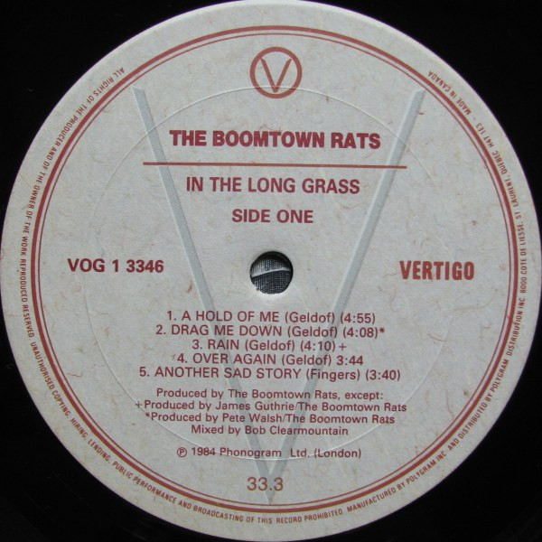 The Boomtown Rats - In The Long Grass | Vertigo (VOG 1 3346) - 3