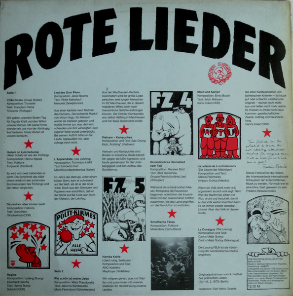 Various - Rote Lieder - 9. Festival Des Politischen Liedes | Amiga (8 45 169) - 2 Various - Rote Lieder - 9. Festival Des Politischen Liedes | Amiga (8 45 169) - 2