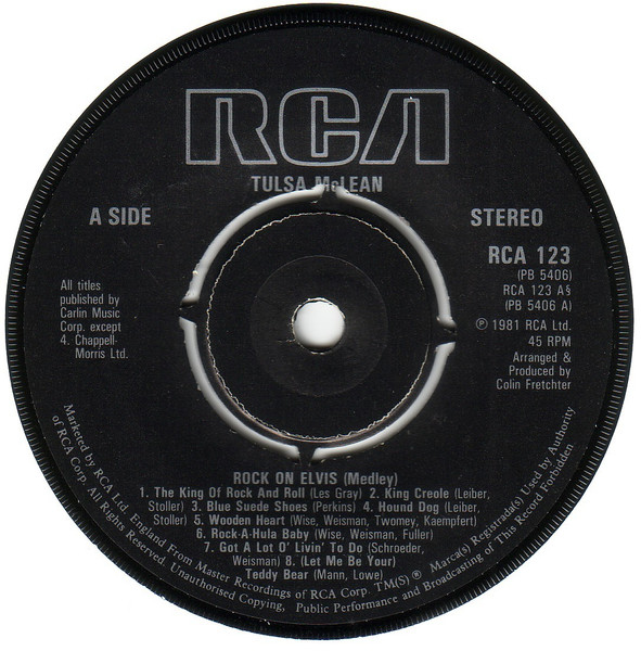 Tulsa McLean - Rock On Elvis | RCA (RCA 123) - 2