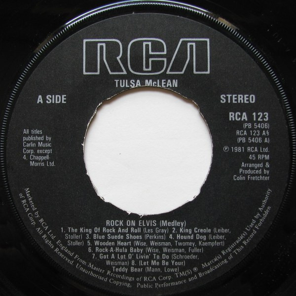 Tulsa McLean - Rock On Elvis | RCA (RCA 123) - 4