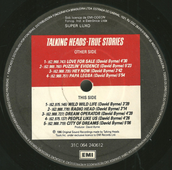 Talking Heads - True Stories | EMI (31C 064 240612) - 4