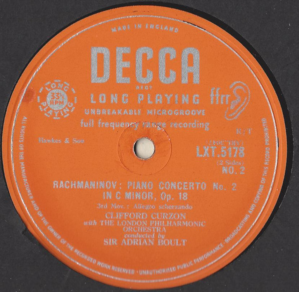 Sergei Vasilyevich Rachmaninoff , Clifford Curzon , London Philharmonic Orchestra Conducted By Sir Adrian Boult - Piano Concerto No.2 In C Minor | Decca (LXT 5178) - 4