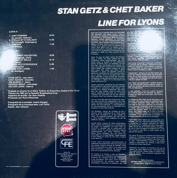 Stan Getz & Chet Baker - Line For Lyons | Sonet (30200127) - 2