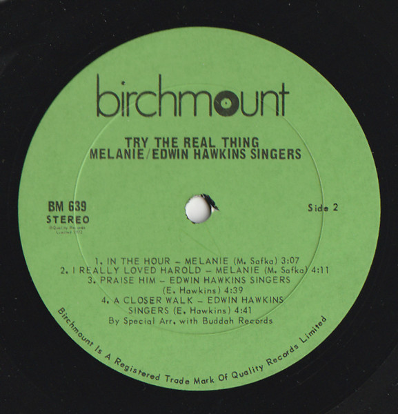 Melanie / Edwin Hawkins Singers - Try The Real Thing [Vinyl] | Birchmount (BM 639) - 4