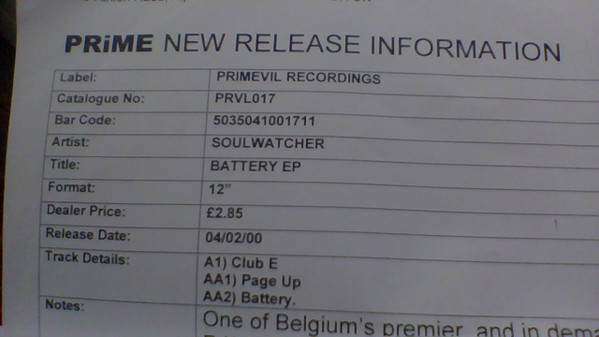 Soulwatcher - Battery E.P | Primevil (prvl017)