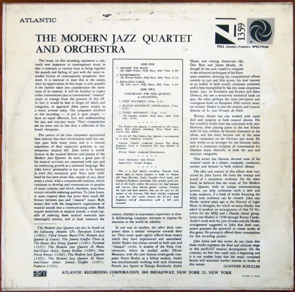 The Modern Jazz Quartet - The Modern Jazz Quartet & Orchestra | Atlantic (1359) - 2 The Modern Jazz Quartet - The Modern Jazz Quartet & Orchestra | Atlantic (1359) - 2