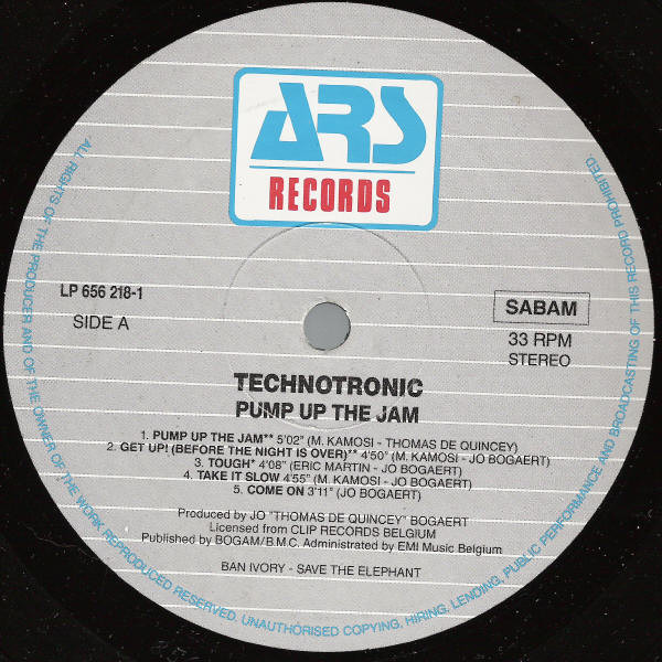 Technotronic - Pump Up The Jam | ARS Records (ARS 656.218-1) - 2