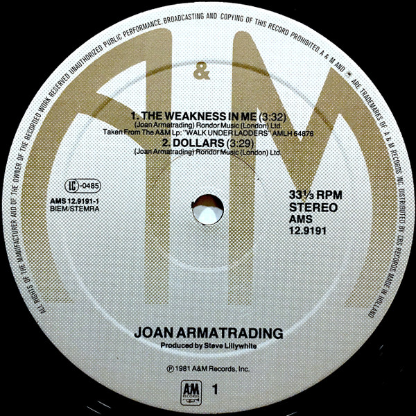 Joan Armatrading - The Weakness In Me | A&M Records (AMS 12.9191) - 3 Joan Armatrading - The Weakness In Me | A&M Records (AMS 12.9191) - 3