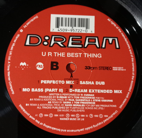 D:Ream - U R The Best Thing (Mixes By D•Ream / Paul Oakenfold / Sasha / David Morales) | Magnet (MAG1021T) - 4