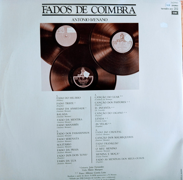 António Menano - Fados De Coimbra | EMI (2605983) - 2