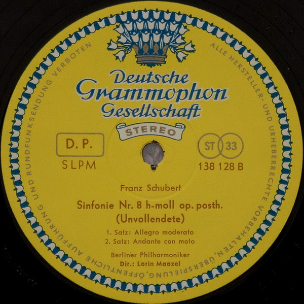 Franz Schubert , Berliner Philharmoniker · Lorin Maazel - Sinfonien Nr. 4 C-Moll (Tragische) · Nr. 8 H-Moll (Unvollendete) | Deutsche Grammophon (138 128 SLPM) - 3