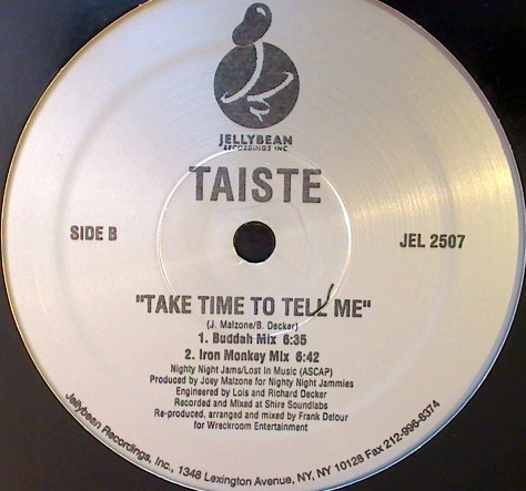 Taiste - Take Time To Tell Me | Jellybean Recordings (JEL 2507) - main