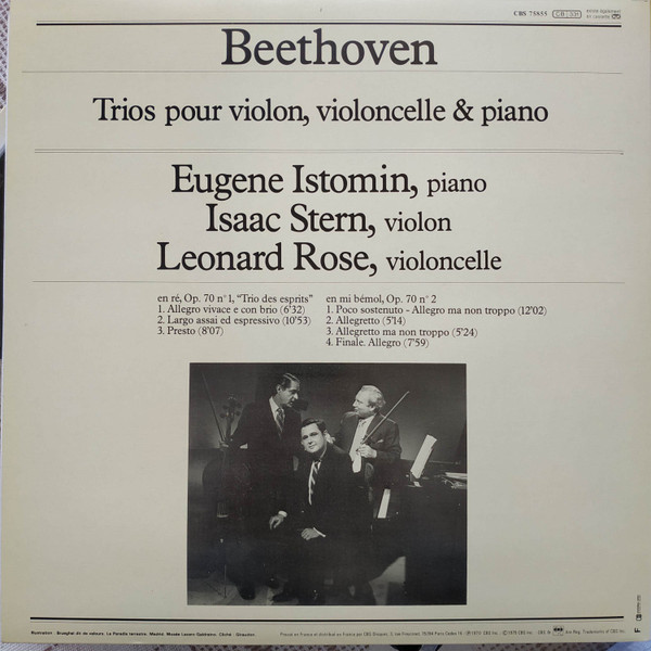 Ludwig van Beethoven , Eugene Istomin , Isaac Stern , Leonard Rose - Trios Op. 70 | CBS Masterworks (CBS 75855) - 2