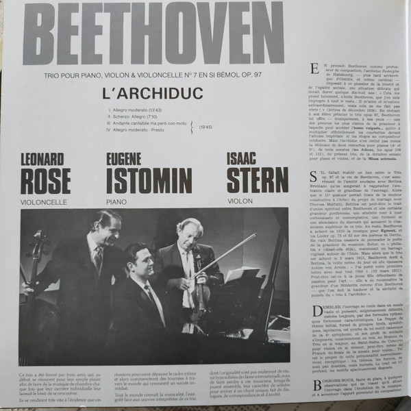 Ludwig van Beethoven , Eugene Istomin , Isaac Stern , Leonard Rose - Trios Op. 70 | CBS Masterworks (CBS 75855) - 3