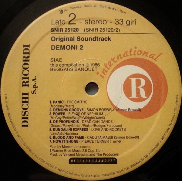 Various - (Original Soundtrack) Demoni 2 | Ricordi International (SNIR 25120) - 4 Various - (Original Soundtrack) Demoni 2 | Ricordi International (SNIR 25120) - 4