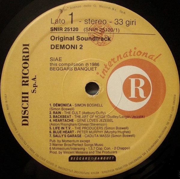 Various - (Original Soundtrack) Demoni 2 | Ricordi International (SNIR 25120) - 3 Various - (Original Soundtrack) Demoni 2 | Ricordi International (SNIR 25120) - 3