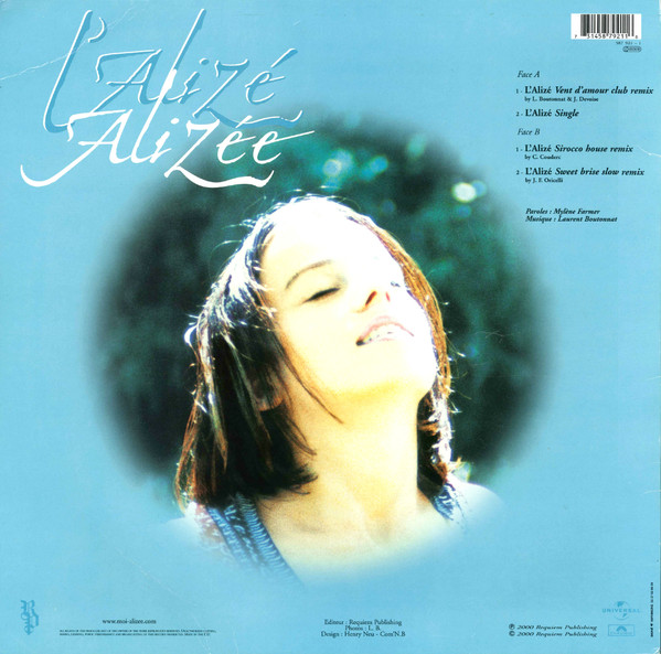Alizée - L’alizé (Remixes) | Polydor (587 921 - 1) - 2 Alizée - L’alizé (Remixes) | Polydor (587 921 - 1) - 2