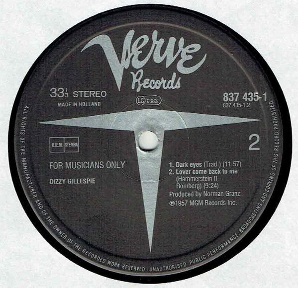 Stan Getz / Dizzy Gillespie / Sonny Stitt - For Musicians Only | Verve Records (837 435-1) - 4 Stan Getz / Dizzy Gillespie / Sonny Stitt - For Musicians Only | Verve Records (837 435-1) - 4
