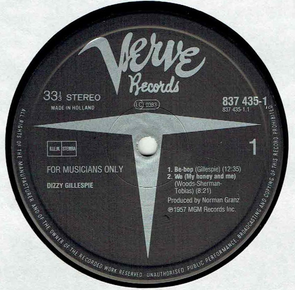 Stan Getz / Dizzy Gillespie / Sonny Stitt - For Musicians Only | Verve Records (837 435-1) - 3 Stan Getz / Dizzy Gillespie / Sonny Stitt - For Musicians Only | Verve Records (837 435-1) - 3