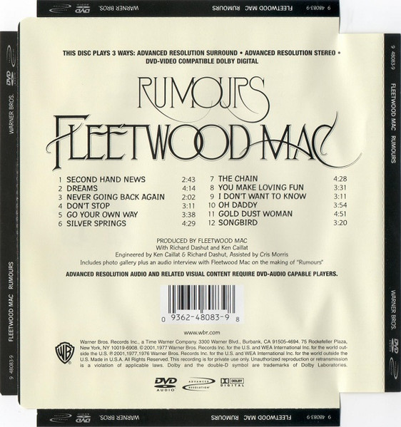 Fleetwood Mac - Rumours DVD Audio | Warner Bros. Records (9 48083-9) - 2 Fleetwood Mac - Rumours DVD Audio | Warner Bros. Records (9 48083-9) - 2