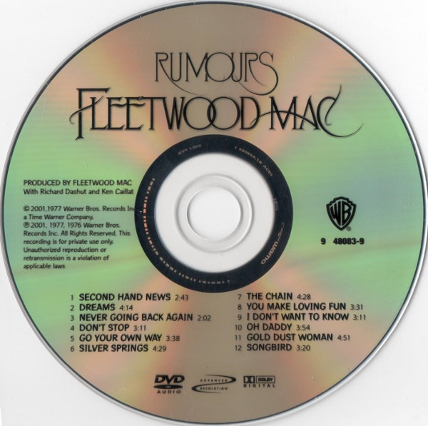 Fleetwood Mac - Rumours DVD Audio | Warner Bros. Records (9 48083-9) - 3 Fleetwood Mac - Rumours DVD Audio | Warner Bros. Records (9 48083-9) - 3