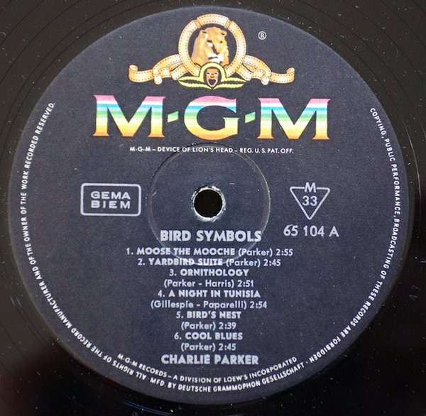 Charlie Parker - "Bird" Symbols | MGM Records (65104) - 3 Charlie Parker - "Bird" Symbols | MGM Records (65104) - 3