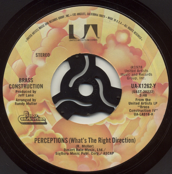Brass Construction - Get Up / Perceptions (What's The Right Direction) | United Artists Records (UA-X1262-Y) - 2