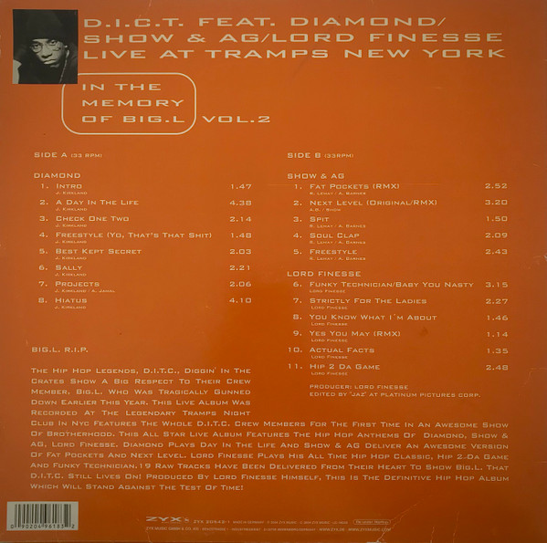 D.I.T.C. : Diamond D / Showbiz & A.G. / Lord Finesse - Live At The Tramps New York In The Memory Of Big.L Vol. 2 | ZYX Music (ZYX 20542-1) - 2