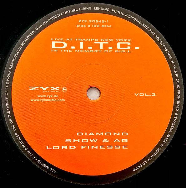 D.I.T.C. : Diamond D / Showbiz & A.G. / Lord Finesse - Live At The Tramps New York In The Memory Of Big.L Vol. 2 | ZYX Music (ZYX 20542-1) - 4