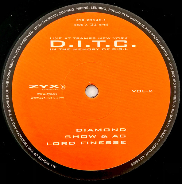 D.I.T.C. : Diamond D / Showbiz & A.G. / Lord Finesse - Live At The Tramps New York In The Memory Of Big.L Vol. 2 | ZYX Music (ZYX 20542-1) - 3