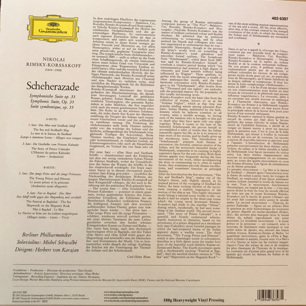 Nikolai Rimsky-Korsakov , Berliner Philharmoniker , Michel Schwalbé , Herbert von Karajan - Scheherazade | Deutsche Grammophon (483 6397) - 2