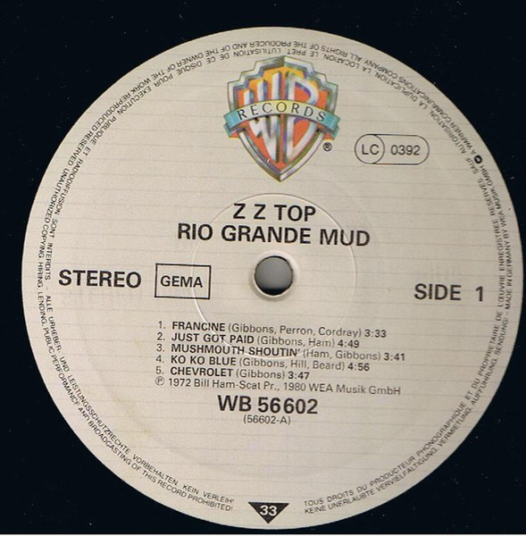 ZZ Top - Rio Grande Mud | Warner Bros. Records (WB 56 602) - 2 ZZ Top - Rio Grande Mud | Warner Bros. Records (WB 56 602) - 2