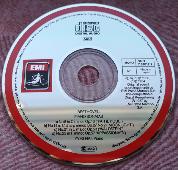 Ludwig van Beethoven , Yves Nat - 4 Sonates = 4 Sonatas = 4 Sonaten / Pathétique / Clair De Lune / Waldstein / Appassionata | EMI (CDH 7 61012 2) - 3 Ludwig van Beethoven , Yves Nat - 4 Sonates = 4 Sonatas = 4 Sonaten / Pathétique / Clair De Lune / Waldstein / Appassionata | EMI (CDH 7 61012 2) - 3